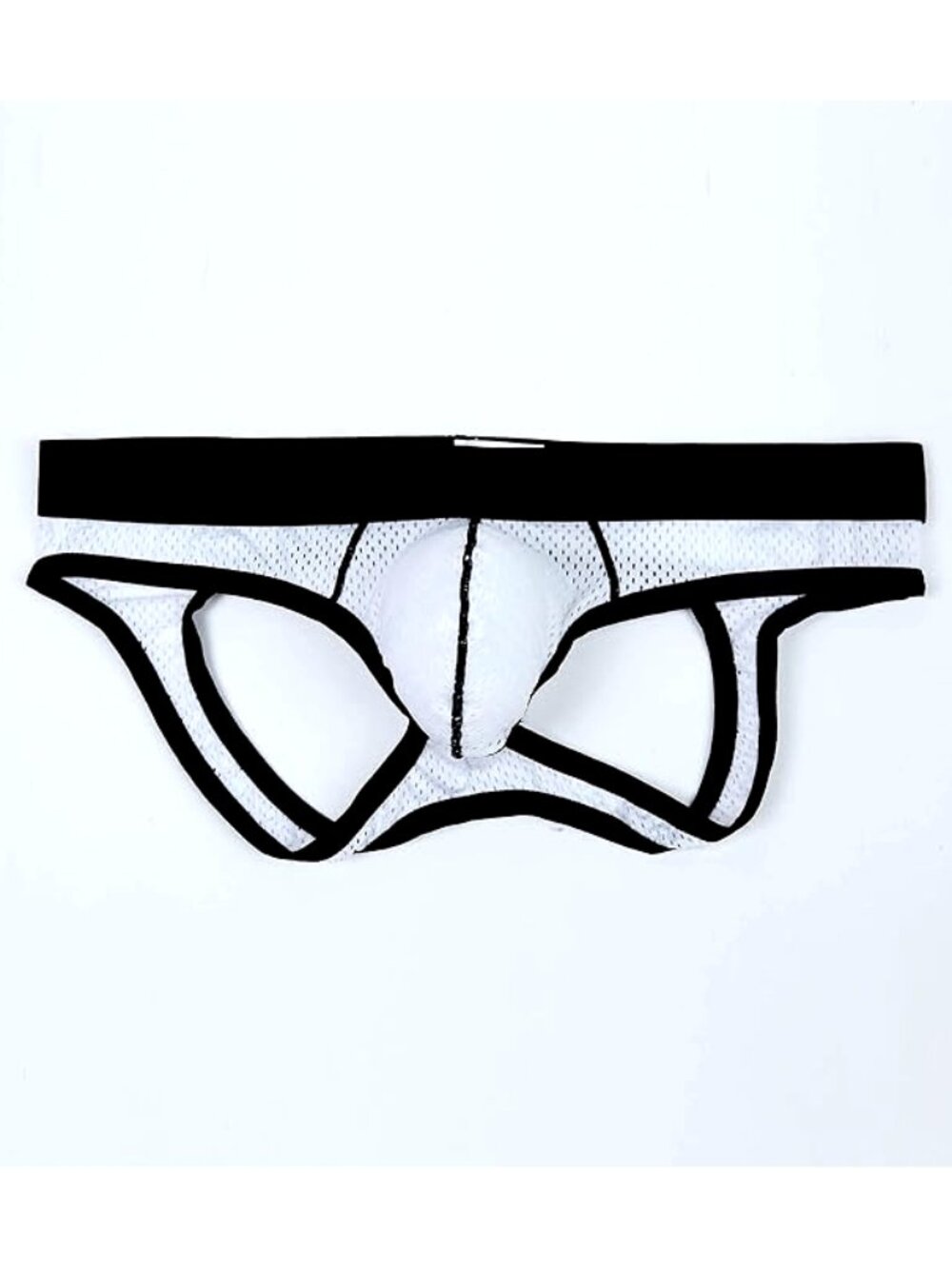 New In Bag KarenSpace Mesh Jock Strap Briefs, Size Medium White with Black